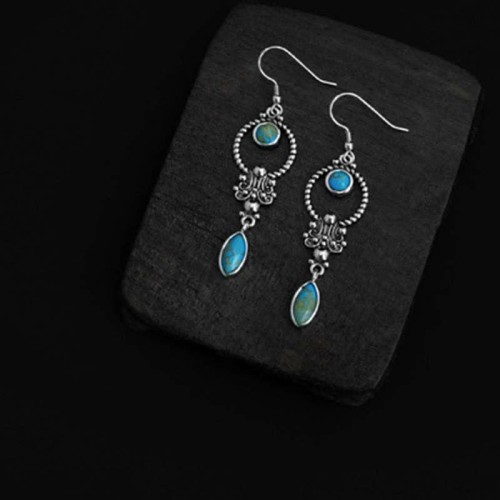 925 Sterling Silver Vintage Turquoise Waterdrop Earrings 925 Sterling Silver Vintage Turquoise Waterdrop Earrings
