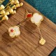 24K Gold-Plated White Jade Four Leaf Clover Earrings 24K Gold-Plated White Jade Four Leaf Clover Earrings