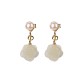 925 Sterling Silver Plated Gold Jade Rose Flower Cyan Jade Pearl Earrings 925 Sterling Silver Plated Gold Jade Rose Flower Cyan Jade Pearl Earrings