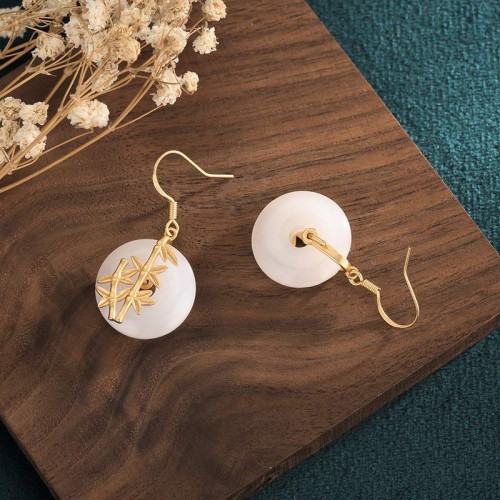 Feng Shui White Jade Fortune Earrings Feng Shui White Jade Fortune Earrings