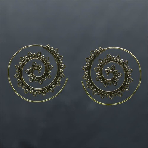Tibetan Lotus Spiral Copper Blessing Earrings