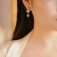 Tridacna Stone Flower Jade Bead Blessing Earrings