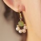 Cyan Jade Pearl Bead Luck Drop Earrings Cyan Jade Pearl Bead Luck Drop Earrings