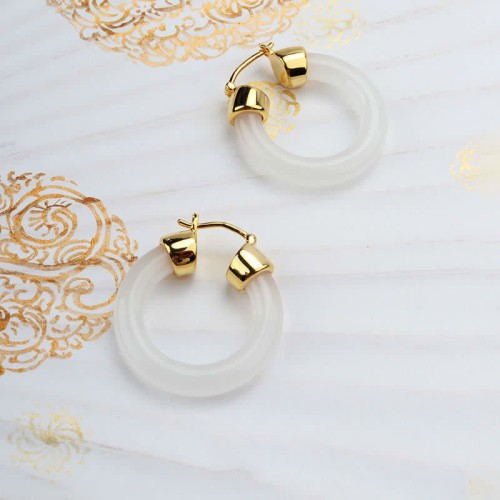 Round Jade White Jade Prosperity Earrings Round Jade White Jade Prosperity Earrings