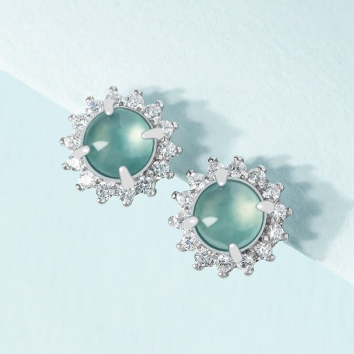 925 Sterling Silver Jade Luck Abundance Stud Earrings 925 Sterling Silver Jade Luck Abundance Stud Earrings