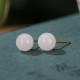 925 Sterling Silver Round White Jade Blessing Stud Earrings 925 Sterling Silver Round White Jade Blessing Stud Earrings