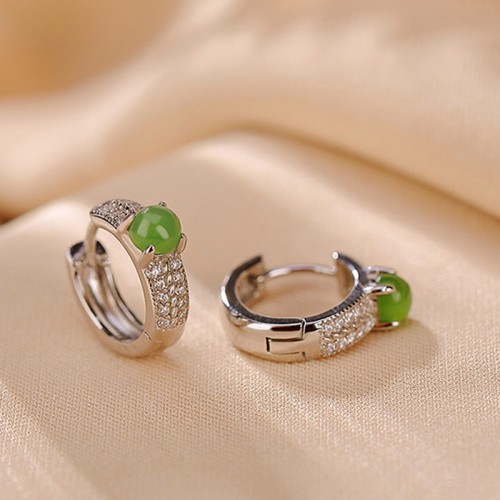 925 Sterling Silver Cyan Jade Success Stud Earrings 925 Sterling Silver Cyan Jade Success Stud Earrings