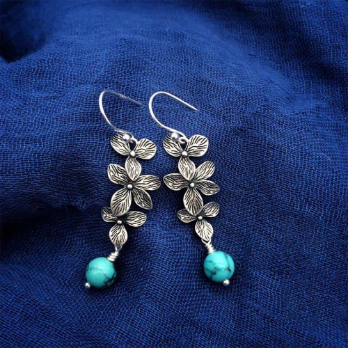 925 Silver Turquoise Lazurite Serenity Protection Earrings 925 Silver Turquoise Lazurite Serenity Protection Earrings