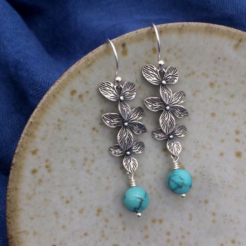 925 Silver Turquoise Lazurite Serenity Protection Earrings 925 Silver Turquoise Lazurite Serenity Protection Earrings