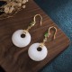 Feng Shui White Jade Blessing Earrings