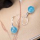 925 Sterling Silver Aquamarine Leaf Flower Peace Earrings Set 925 Sterling Silver Aquamarine Leaf Flower Peace Earrings Set