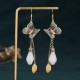 Feng Shui White Jade Fortune Earrings