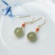 925 Sterling Silver 14K Gold-Plated Hetian Jade Red Agate Luck Earrings 925 Sterling Silver 14K Gold-Plated Hetian Jade Red Agate Luck Earrings