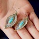 925 Sterling Silver Turquoise Bodhi Leaf Protection Drop Earrings 925 Sterling Silver Turquoise Bodhi Leaf Protection Drop Earrings