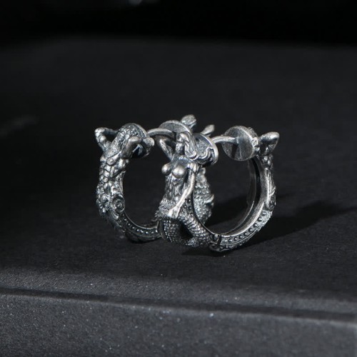 925 Sterling Silver Dragon Hoop Protection Earrings 925 Sterling Silver Dragon Hoop Protection Earrings