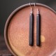 925 Sterling Silver Ebony Wood Texture Peace Drop Earrings 925 Sterling Silver Ebony Wood Texture Peace Drop Earrings