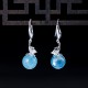 925 Sterling Silver Aquamarine Leaf Flower Peace Earrings Set 925 Sterling Silver Aquamarine Leaf Flower Peace Earrings Set