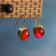 Round Red Corundum Confidence Drop Earrings Round Red Corundum Confidence Drop Earrings