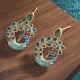 White Peacock Green Agate Fortune Earrings White Peacock Green Agate Fortune Earrings