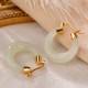 Round Jade Cyan Jade Prosperity Luck Earrings Round Jade Cyan Jade Prosperity Luck Earrings