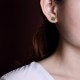 925 Sterling Silver Gold-Plated Cyan Jade Four Leaf Clover Luck Earrings
