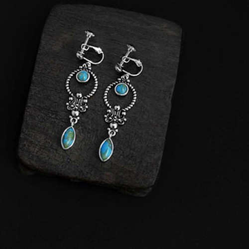 925 Sterling Silver Vintage Turquoise Waterdrop Earrings 925 Sterling Silver Vintage Turquoise Waterdrop Earrings