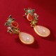 White Jade Red Agate Butterfly Protection Drop Earrings White Jade Red Agate Butterfly Protection Drop Earrings
