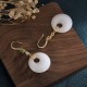 Feng Shui White Jade Blessing Earrings