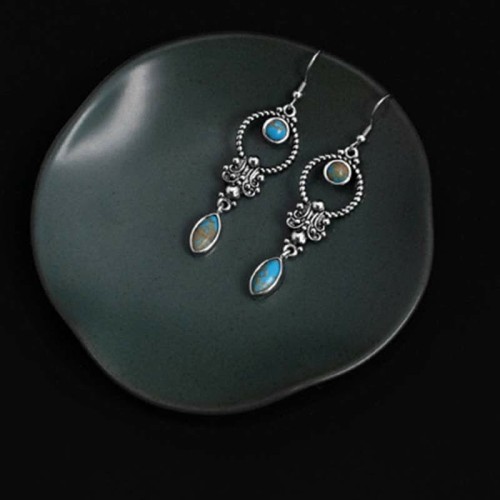 925 Sterling Silver Vintage Turquoise Waterdrop Earrings 925 Sterling Silver Vintage Turquoise Waterdrop Earrings