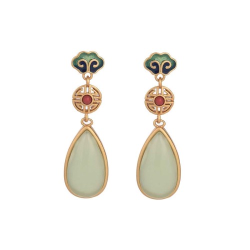 Feng Shui Jade Double Happiness Earrings