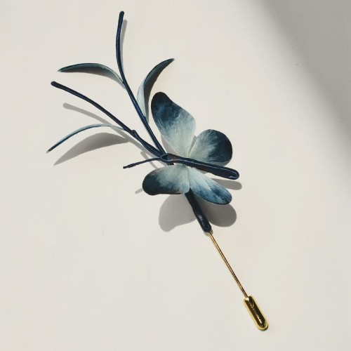 Velvet Mulberry Silk Butterfly Brooch Hairpin