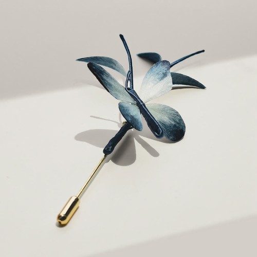 Velvet Mulberry Silk Butterfly Brooch Hairpin