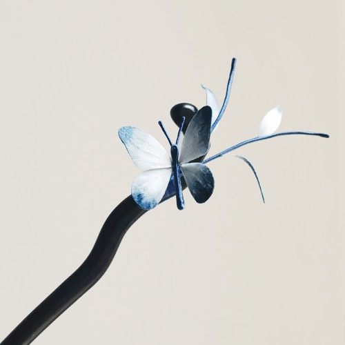 Velvet Mulberry Silk Butterfly Brooch Hairpin