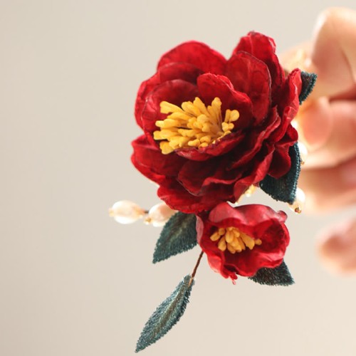 Chinese Red Camellia Butterfly Hairpin Chinese Red Camellia Butterfly Hairpin