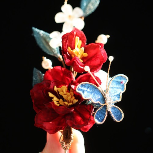 Chinese Red Camellia Butterfly Hairpin Chinese Red Camellia Butterfly Hairpin
