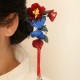 Red Flower Blue Butterfly Hairpin Red Flower Blue Butterfly Hairpin