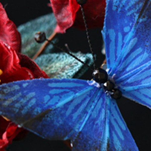 Red Flower Blue Butterfly Hairpin Red Flower Blue Butterfly Hairpin
