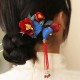 Red Flower Blue Butterfly Hairpin Red Flower Blue Butterfly Hairpin