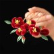 Red Flower Blue Butterfly Hairpin Red Flower Blue Butterfly Hairpin