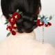 Red Flower Blue Butterfly Hairpin Red Flower Blue Butterfly Hairpin