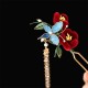 Red Flower Blue Butterfly Hairpin Red Flower Blue Butterfly Hairpin
