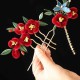 Red Flower Blue Butterfly Hairpin Red Flower Blue Butterfly Hairpin