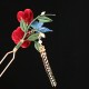 Red Flower Blue Butterfly Hairpin Red Flower Blue Butterfly Hairpin
