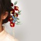 Red Flower Blue Butterfly Hairpin Red Flower Blue Butterfly Hairpin