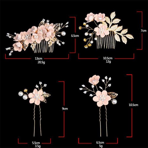4Pcs Wedding Golden Leaf Pearl Hairpin Set 4Pcs Wedding Golden Leaf Pearl Hairpin Set