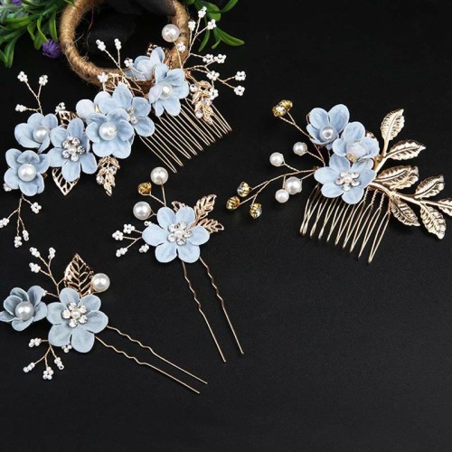 4Pcs Wedding Golden Leaf Pearl Hairpin Set 4Pcs Wedding Golden Leaf Pearl Hairpin Set