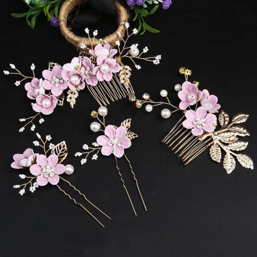 4Pcs Wedding Golden Leaf Pearl Hairpin Set 4Pcs Wedding Golden Leaf Pearl Hairpin Set