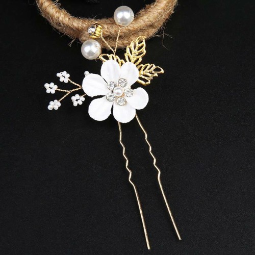 4Pcs Wedding Golden Leaf Pearl Hairpin Set 4Pcs Wedding Golden Leaf Pearl Hairpin Set