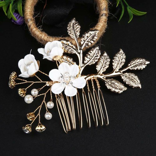 4Pcs Wedding Golden Leaf Pearl Hairpin Set 4Pcs Wedding Golden Leaf Pearl Hairpin Set