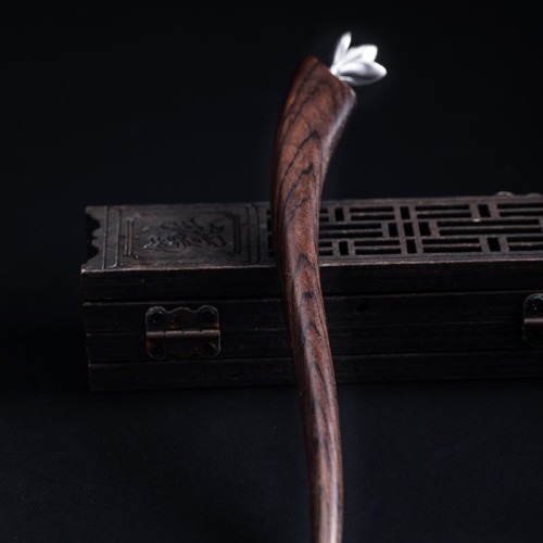 925 Silver Ebony Magnolia Flower Hairpin 925 Silver Ebony Magnolia Flower Hairpin